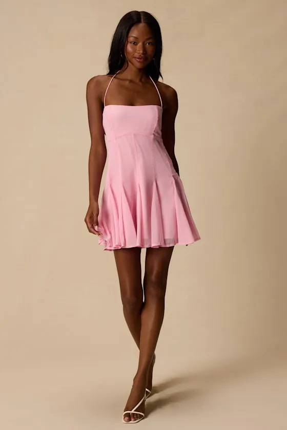 Sophrina Pink Halter Mini Dress sold by Lulus product image thumbnail 4