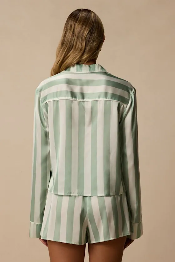 Patsy Mint Striped Satin Two-Piece Pajama Set sold by Lulus product image thumbnail 4