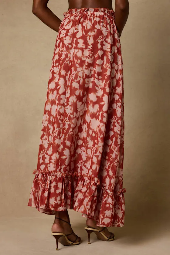 Aleni Rust Floral Print Maxi Skirt sold by Lulus product image thumbnail 3