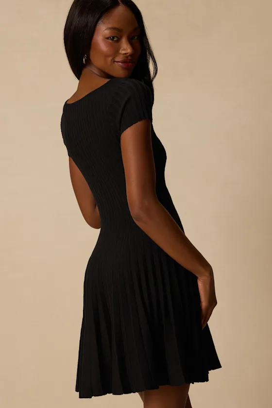 Sarielle Black Pleated Sweater Mini Dress sold by Lulus product image thumbnail 2