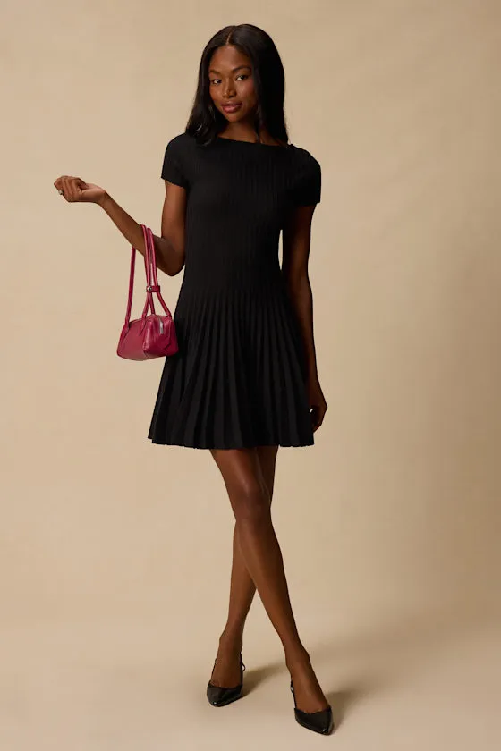 Sarielle Black Pleated Sweater Mini Dress sold by Lulus product image thumbnail 3