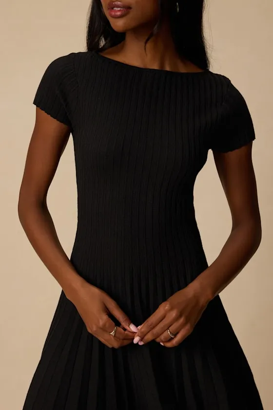 Sarielle Black Pleated Sweater Mini Dress sold by Lulus product image thumbnail 4