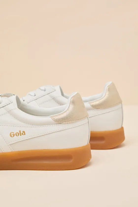 Stadia White and Gold Leather Lace-Up Sneakers sold by Lulus product image thumbnail 4