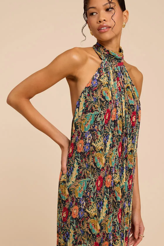 Marta Multi Floral Pleated Backless Maxi Dress sold by Lulus product image thumbnail 2