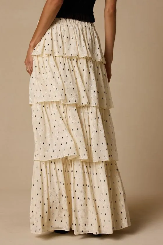 Deedee Ivory Polka Dot Tiered Maxi Skirt sold by Lulus product image thumbnail 3
