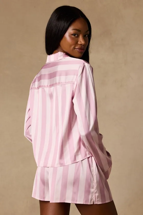 Patsy Pink Striped Satin Two-Piece Pajama Set sold by Lulus product image thumbnail 4