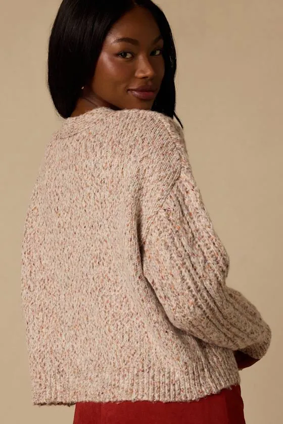 Amori Taupe Marled Cable Knit Cardigan sold by Lulus product image thumbnail 2