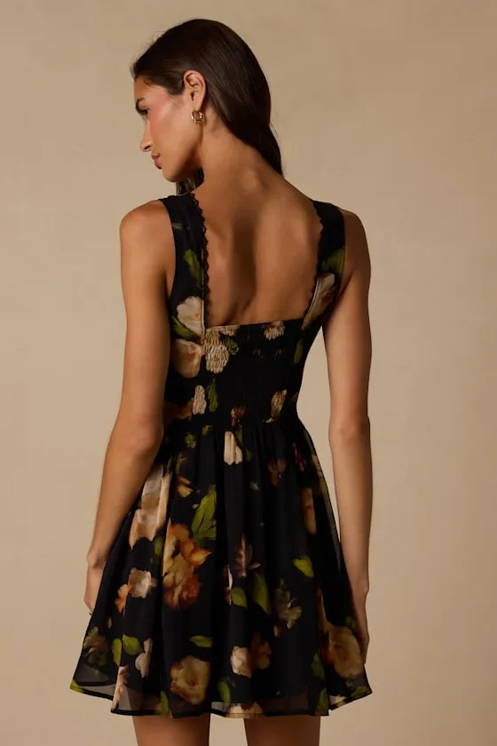 Kristen Black Floral Print Mini Dress sold by Lulus product image thumbnail 3