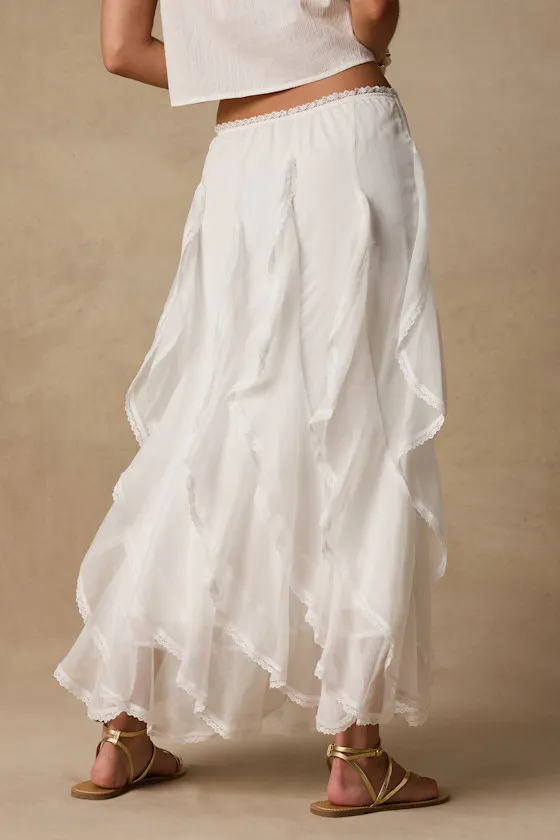 Tina White Ruffled Maxi Skirt sold by Lulus product image thumbnail 3