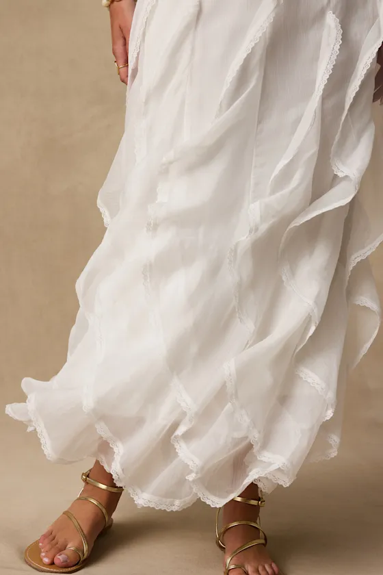 Tina White Ruffled Maxi Skirt sold by Lulus product image thumbnail 4