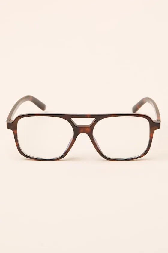 Astoria Brown Tortoise Aviator Blue Light Glasses sold by Lulus product image thumbnail 2