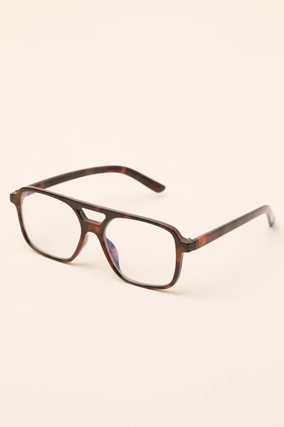 Astoria Brown Tortoise Aviator Blue Light Glasses sold by Lulus product image thumbnail 4