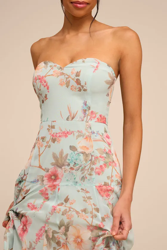 Alandria Mint Floral Drop Waist Maxi Dress sold by Lulus product image thumbnail 3