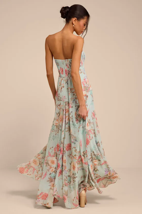 Alandria Mint Floral Drop Waist Maxi Dress sold by Lulus product image thumbnail 4