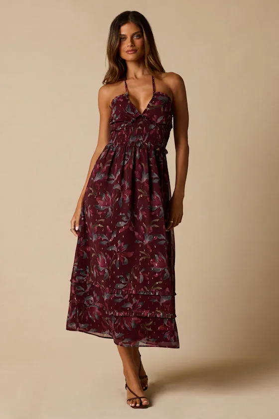 Helene Mauve Purple Floral Print Midi Dress sold by Lulus product image thumbnail 2