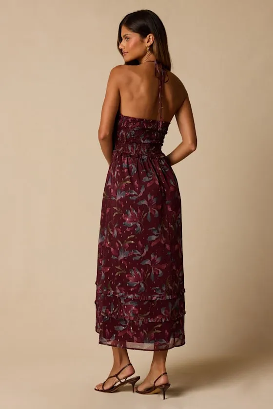 Helene Mauve Purple Floral Print Midi Dress sold by Lulus product image thumbnail 4