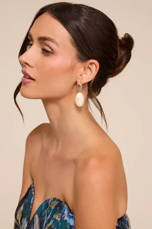 Rylie Beige Stone Drop Earrings made by Lulus