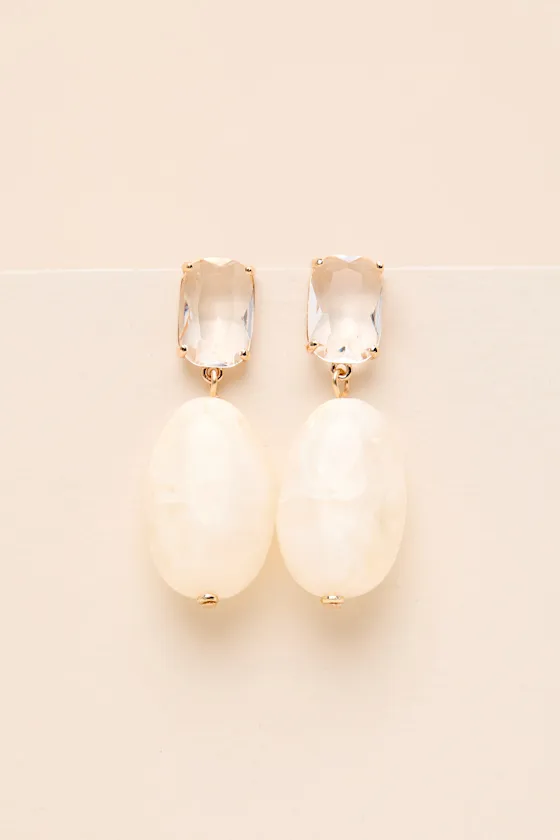 Rylie Beige Stone Drop Earrings sold by Lulus product image thumbnail 2