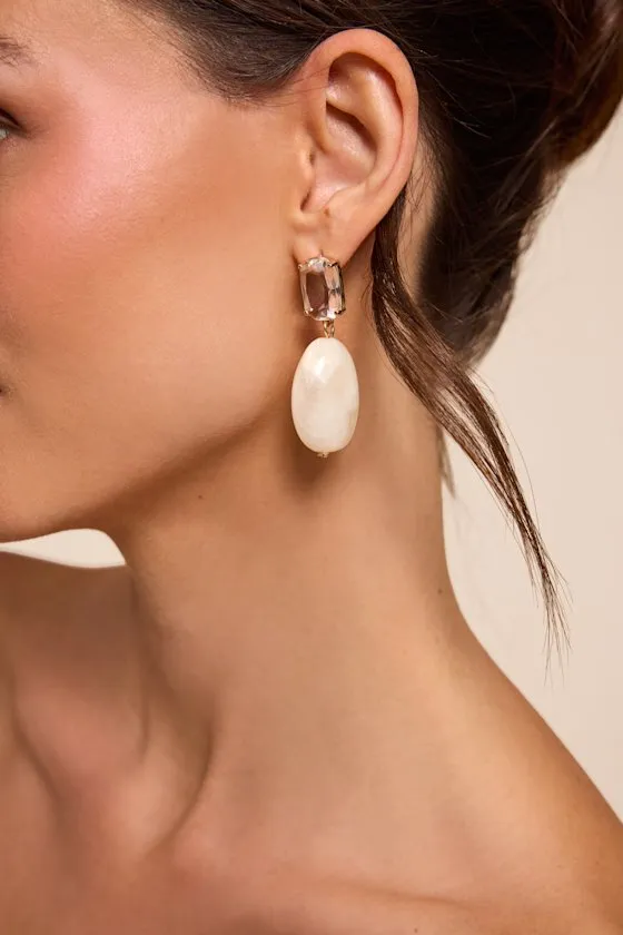 Rylie Beige Stone Drop Earrings sold by Lulus product image thumbnail 3