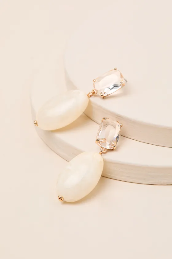 Rylie Beige Stone Drop Earrings sold by Lulus product image thumbnail 4