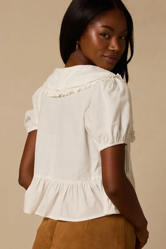 Jae White Cotton Peter Pan Collar Top sold by Lulus product image thumbnail 2