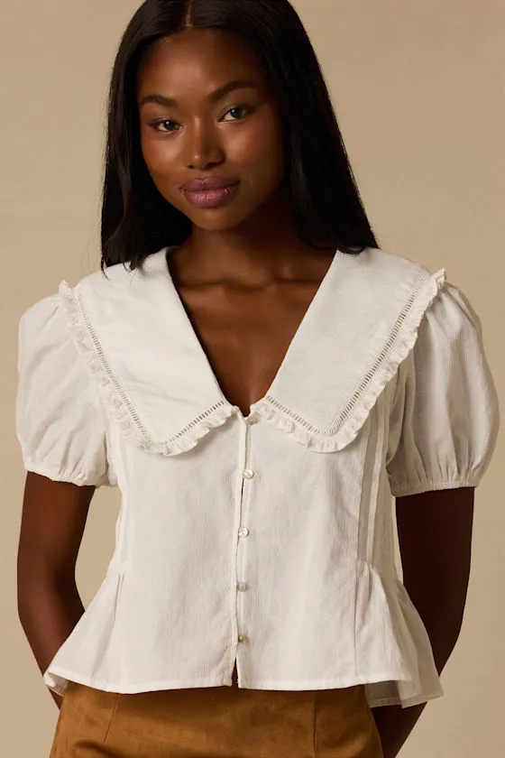 Jae White Cotton Peter Pan Collar Top sold by Lulus product image thumbnail 4