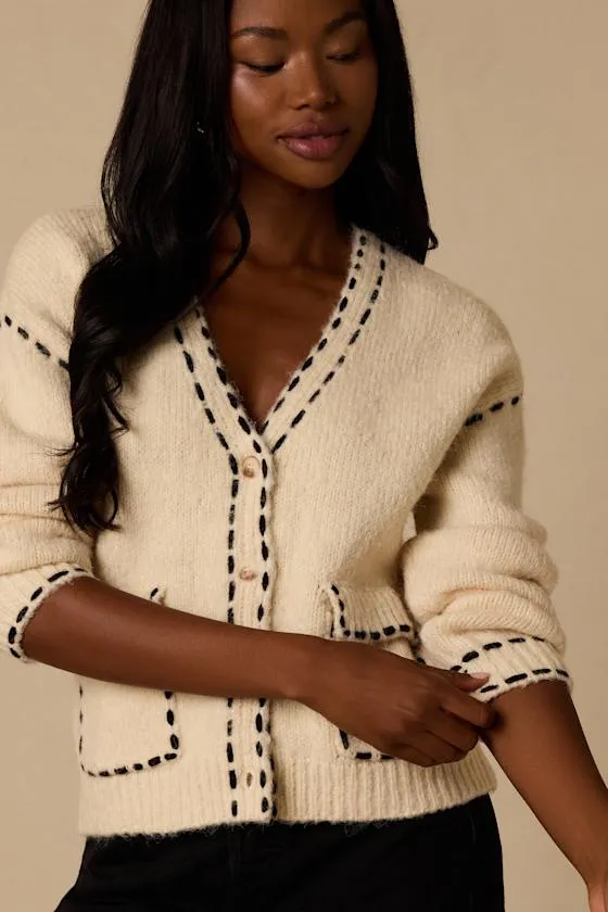 Landa Cream Button-Front Cardigan sold by Lulus product image thumbnail 2