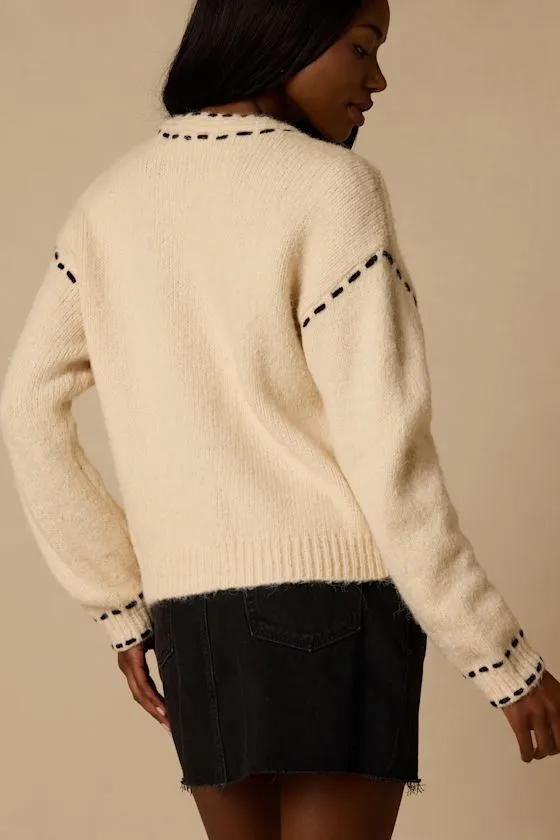 Landa Cream Button-Front Cardigan sold by Lulus product image thumbnail 3