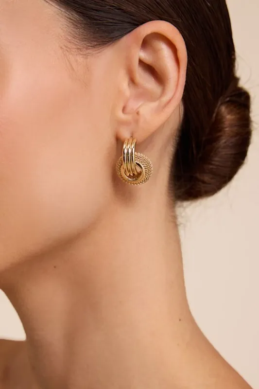 Razele Gold Textured Doorknocker Earrings made by Lulus