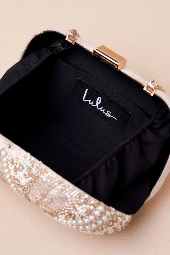 Upscale Idea Beige Beaded Pearl Hard-Sided Clutch sold by Lulus product image thumbnail 4