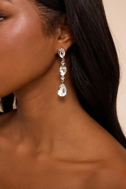 Rowan Silver Rhinestone Drop Earrings made by Lulus