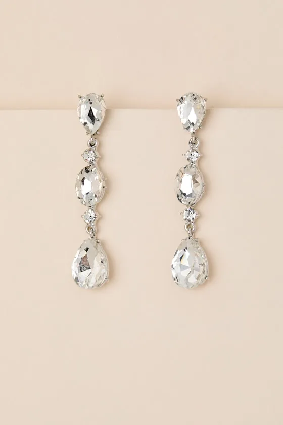 Rowan Silver Rhinestone Drop Earrings sold by Lulus product image thumbnail 2