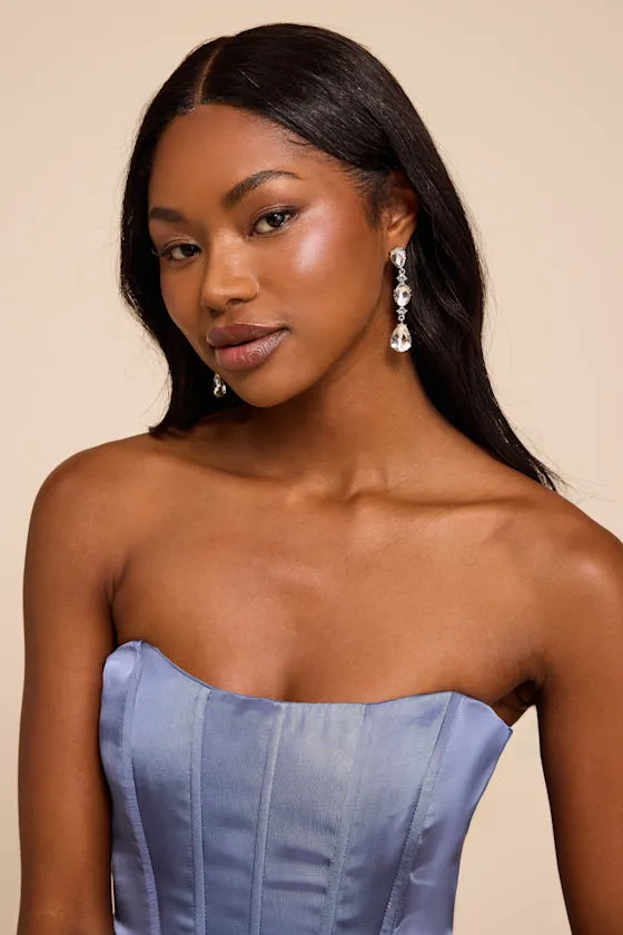 Rowan Silver Rhinestone Drop Earrings sold by Lulus product image thumbnail 3