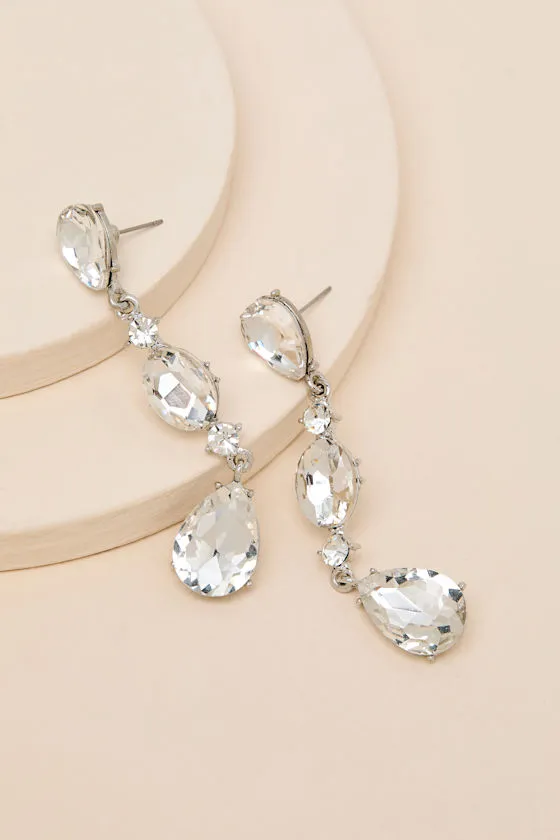 Rowan Silver Rhinestone Drop Earrings sold by Lulus product image thumbnail 4