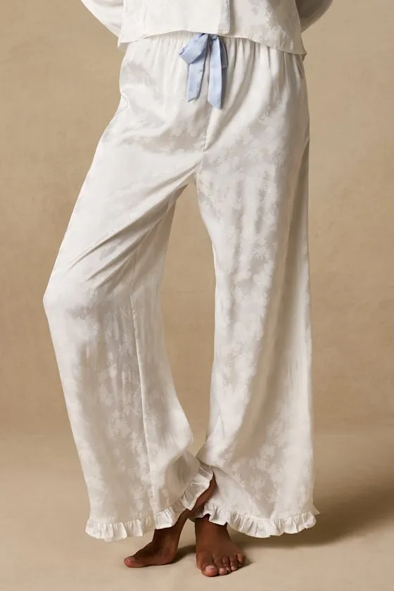 Dahlia Ivory Satin Jacquard Two-Piece Pajama Set sold by Lulus product image thumbnail 3
