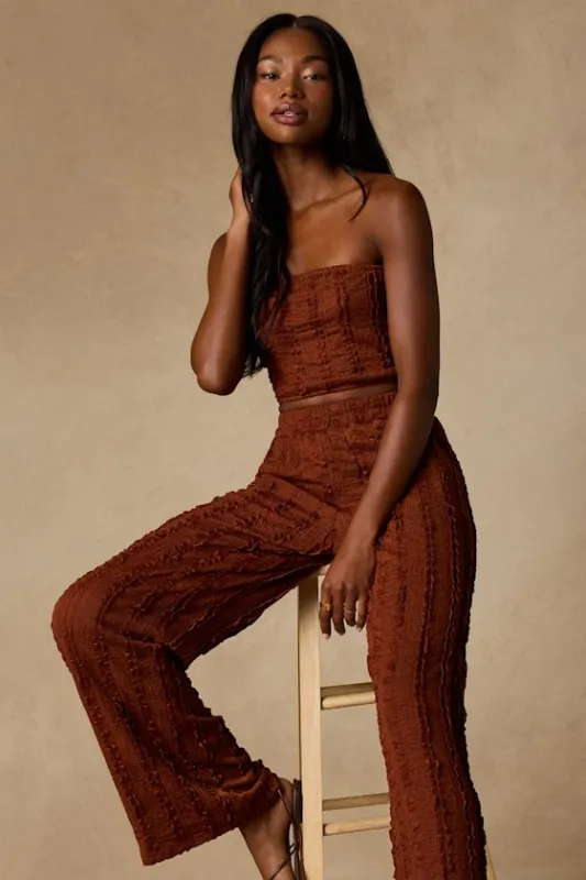 Shayne Rust Brown Textured Two-Piece Jumpsuit made by Lulus