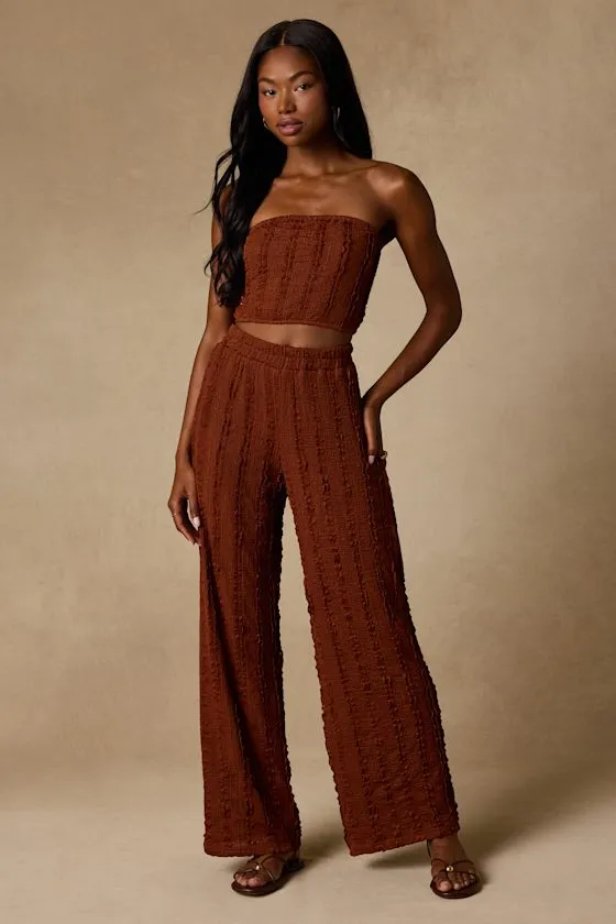 Shayne Rust Brown Textured Two-Piece Jumpsuit sold by Lulus product image thumbnail 2
