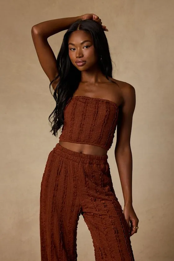 Shayne Rust Brown Textured Two-Piece Jumpsuit sold by Lulus product image thumbnail 3