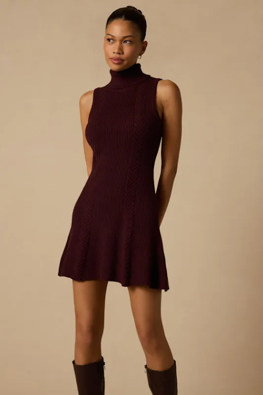 Brit Burgundy Turtleneck Sweater Mini Dress made by Lulus