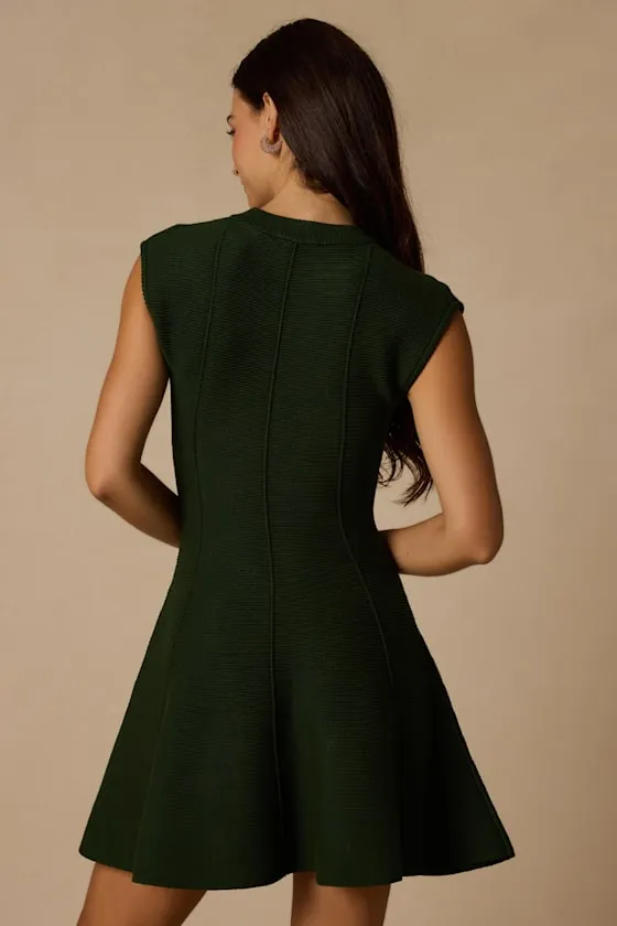 Kary Forest Green Cap Sleeve Sweater Mini Dress sold by Lulus product image thumbnail 3