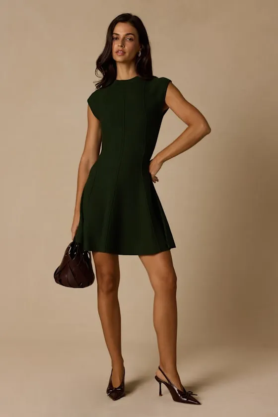 Kary Forest Green Cap Sleeve Sweater Mini Dress sold by Lulus product image thumbnail 4