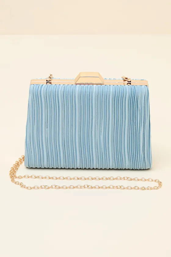 Ezra Light Blue Pleated Crossbody Clutch sold by Lulus product image thumbnail 4