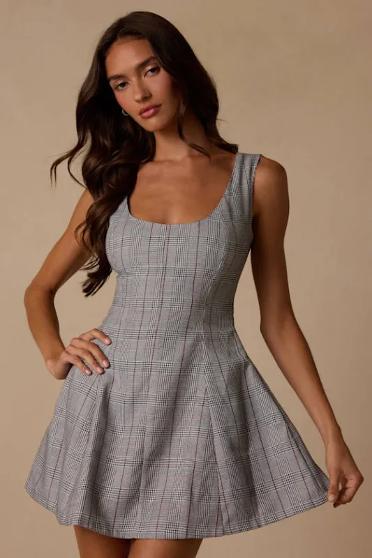 Maddison Grey Multi Plaid Skater Mini Dress made by Lulus