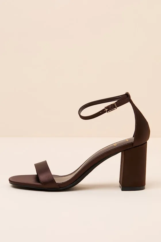 Arylee Dark Brown Satin Ankle Strap Heels sold by Lulus product image thumbnail 2