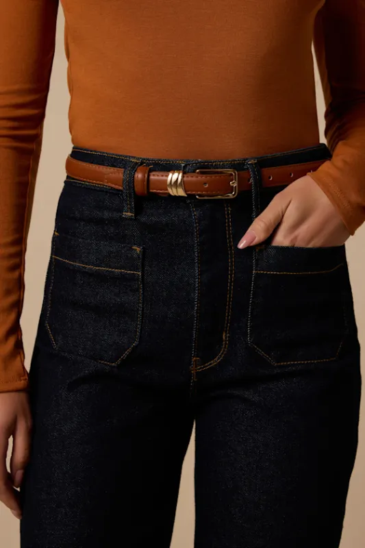 Chapman Brown and Ivory Skinny Belt Set made by Lulus