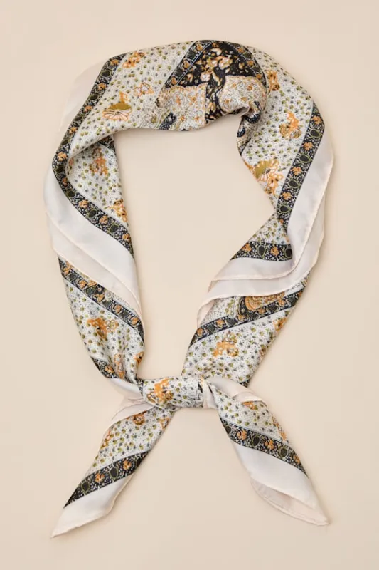 Joy Ivory Multi Paisley Satin Scarf made by Lulus