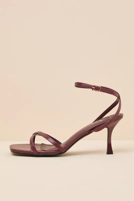 Salix Burgundy Ankle Strap High Heel Sandals made by Lulus