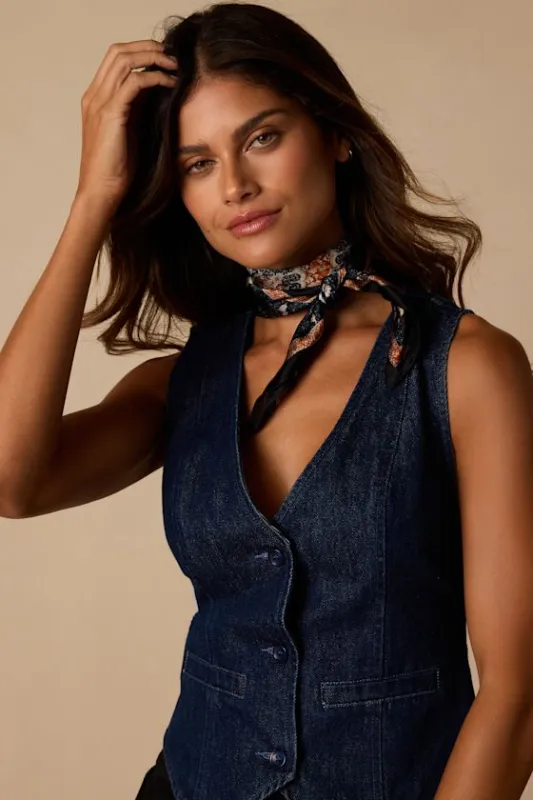 Joy Black Multi Paisley Satin Scarf made by Lulus