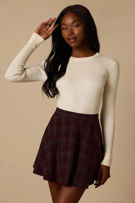 Addington Burgundy & Green Plaid Mini Skirt made by Lulus