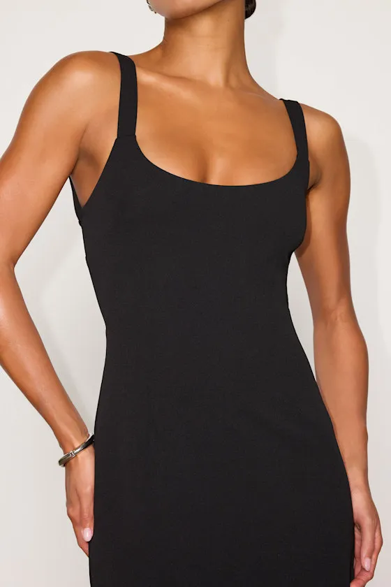 Samina Black Ponte Knit Tie-Back Midi Dress sold by Lulus product image thumbnail 3